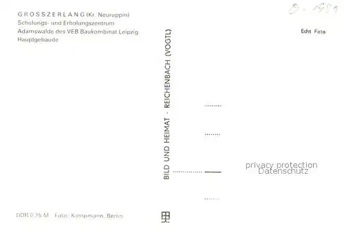 AK / Ansichtskarte Grosszerlang Schulungs  und Erholungszentrum Adamswalde des Baukombinat Leipzig Grosszerlang