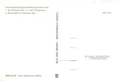 AK / Ansichtskarte Kleinzerlang Bungalowsiedlung Canower See Kleinzerlang