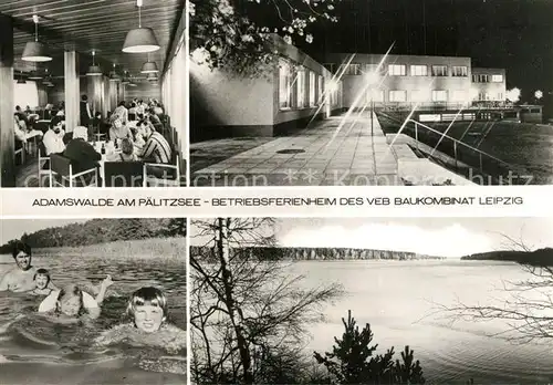 AK / Ansichtskarte Adamswalde_Kleinzerlang P?litzsee Ferienheim des VEB Baukombinat Leipzig 