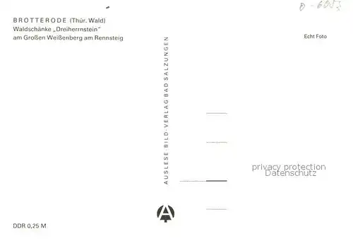 AK / Ansichtskarte Brotterode Waldsch?nke Dreiherrnstein am Gro?en Weissenberg am Rennsteig Brotterode