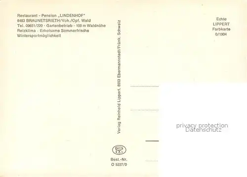 AK / Ansichtskarte Braunetsrieth Restaurant Pension Lindenhof  Braunetsrieth
