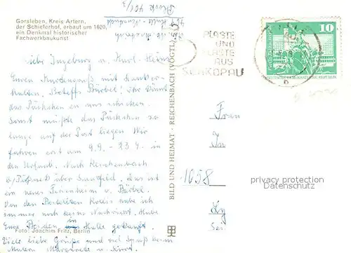 AK / Ansichtskarte Gorsleben_Artern Schieferhof Fachwerk Gorsleben_Artern
