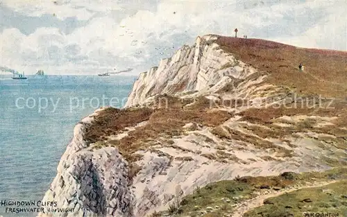 AK / Ansichtskarte Freshwater_Bay Highdown Cliffs Coast Painting Kuenstlerkarte Freshwater Bay