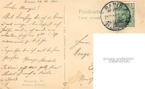 AK / Ansichtskarte Ranis Marktplatz Rathaus Brunnen Ranis