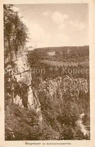AK / Ansichtskarte Zoeblitz_Sachsen Ringmauer im Schwarzwassertal Landschaft Felsen Erzgebirge Zoeblitz Sachsen