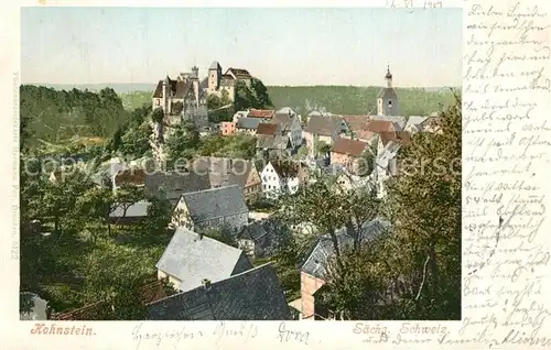 Hohnstein_Saechsische_Schweiz Ortsansicht mit Kirche und Burg Hohnstein_Saechsische