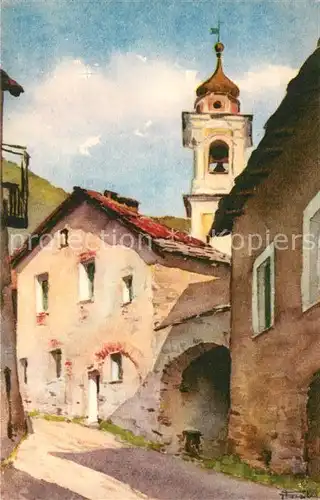 Garessio Scorcio Motiv mit Kirche F. Fasolis Kuenstlerkarte Garessio