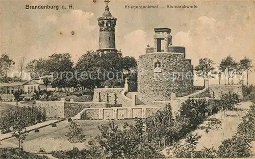 AK / Ansichtskarte Brandenburg_Havel Kriegerdenkmal Bismarckwarte Feldpost Brandenburg Havel
