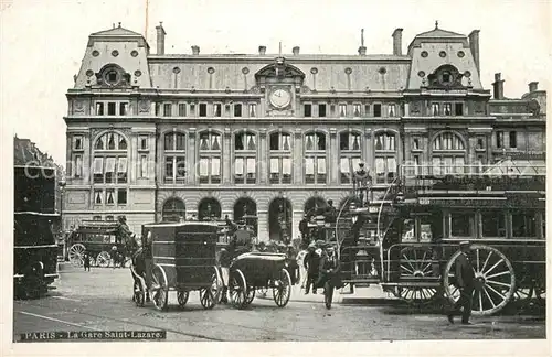 AK / Ansichtskarte Paris La Gare Saint Lazare Tram Paris