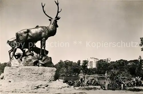 AK / Ansichtskarte Buenos_Aires Palermo Park Hirsch Statue Buenos Aires