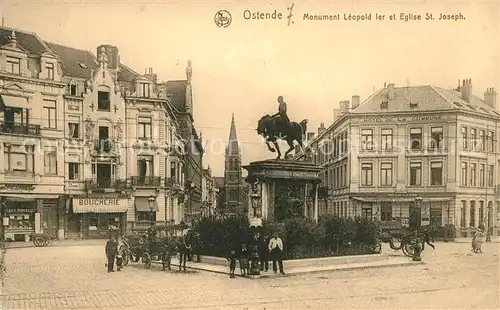 AK / Ansichtskarte Ostende_Oostende Monument Leopold ler et Eglise St. Joseph 