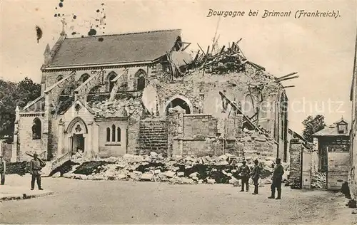 AK / Ansichtskarte Bourgogne_Marne bei Brimont Kirchenruine Soldaten Bourgogne Marne