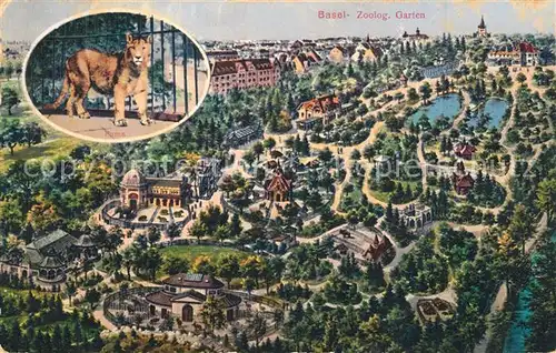 AK / Ansichtskarte Basel_BS Lageplan Zoologischer Garten L?win Basel_BS