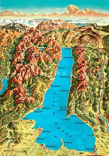 AK / Ansichtskarte Gardasee_Lago_di_Garda und Umgebung aus der Vogelperspektive Gardasee_Lago_di_Garda