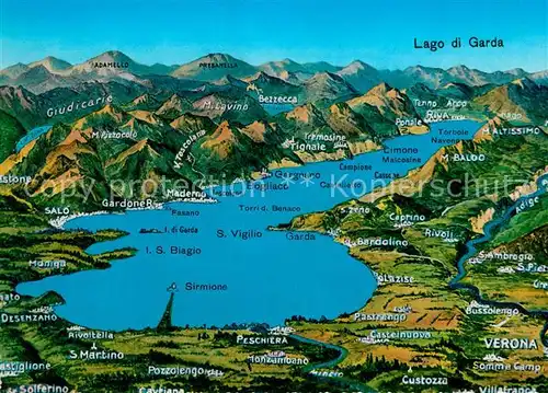 AK / Ansichtskarte Gardasee_Lago_di_Garda und Umgebung Alpenpanorama aus der Vogelperspektive Gardasee_Lago_di_Garda