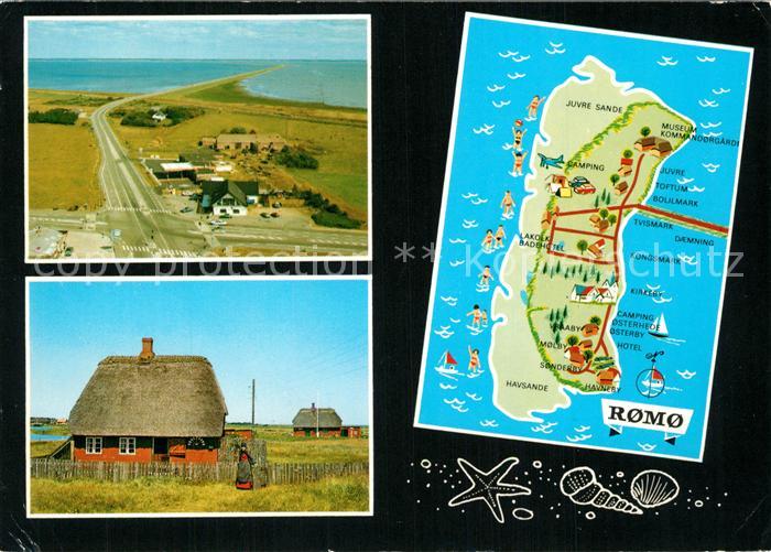 Romo Landkarte Insel Romo Nr. kq22139 - oldthing: Ansichtskarten Dänemark
