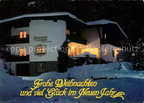 AK / Ansichtskarte Brixlegg_Tirol Gaestehaus Steiner im Winter Nachtaufnahme Weihnachtskarte Neujahrskarte Brixlegg_Tirol