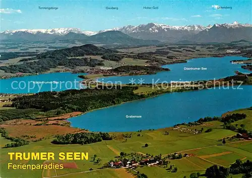 AK / Ansichtskarte Obertrum_See Ferienparadies Trumer Seen Alpenpanorama Fliegeraufnahme Obertrum See