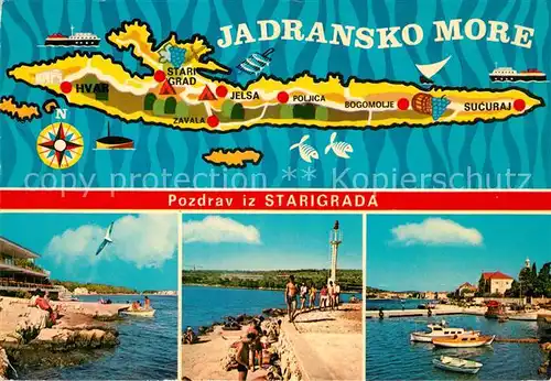 AK / Ansichtskarte Starigrad Landkarte Strand Kueste Starigrad