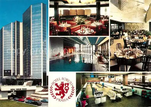 AK / Ansichtskarte Praha_Prahy_Prague Hotel Forum Praha Hallenbad Restaurant Kegelbahn Praha_Prahy_Prague