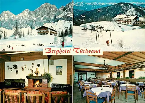AK / Ansichtskarte Ramsau_Dachstein_Steiermark Berghotel Tuerlwand Kamin Restaurant Wintersportplatz Alpen Ramsau_Dachstein