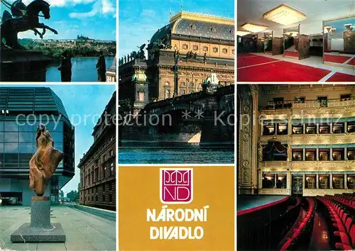 AK / Ansichtskarte Praha_Prahy_Prague Narodni divadlo Nationaltheater Saal Denkmal Praha_Prahy_Prague