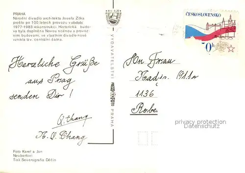 AK / Ansichtskarte Praha_Prahy_Prague Narodni divadlo Nationaltheater Saal Denkmal Praha_Prahy_Prague