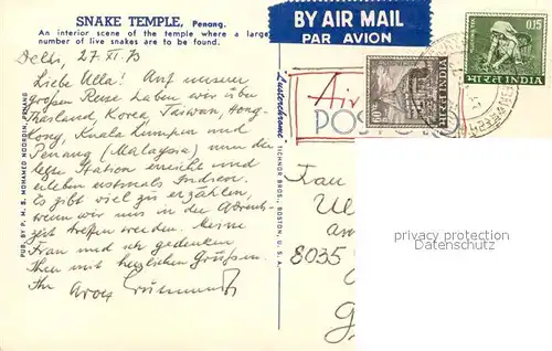 AK / Ansichtskarte Penang Snake Tempel Penang