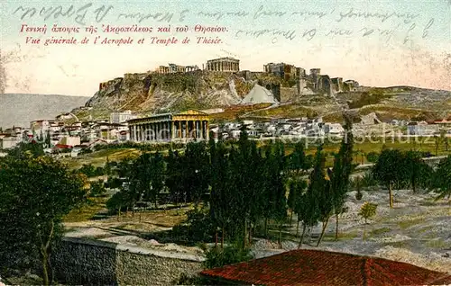 AK / Ansichtskarte Athen_Griechenland Ansicht mit Akropolis und Theseustempel Athen_Griechenland