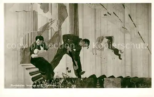 AK / Ansichtskarte Stockholm Runoeskolan Intarsia Dahlskog Stockholm