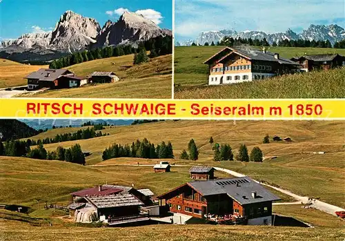 AK / Ansichtskarte Seiser_Alm Ritsch Schwaige Landschaftspanorama Dolomiten Seiser_Alm