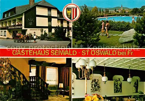 AK / Ansichtskarte St_Oswald_Freistadt Gaestehaus Seiwald Freibad St_Oswald_Freistadt