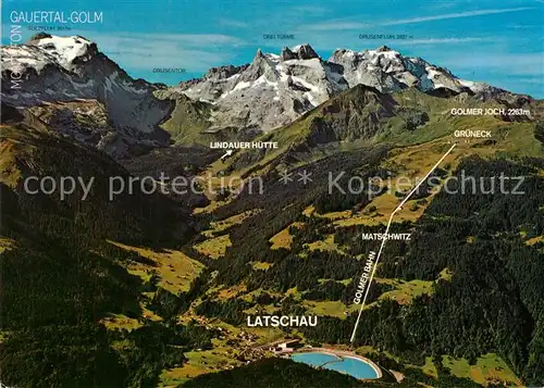 AK / Ansichtskarte Latschau_Tschagguns Gauertal Alpenpark Montafon Hauptkamm Raetikon Fliegeraufnahme Latschau Tschagguns