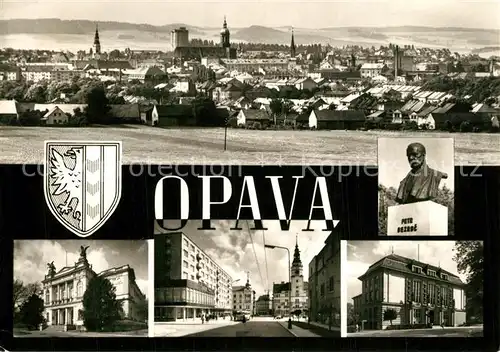 AK / Ansichtskarte Opava_Troppau Panorama Rathaus Bueste Petr Bezruc Opava Troppau