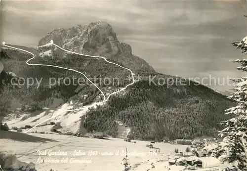AK / Ansichtskarte Sassolungo_Langkofel Selva Le discese del Ciampinoi Sassolungo_Langkofel