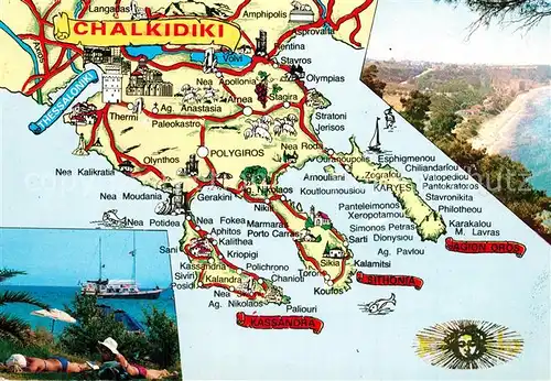 AK / Ansichtskarte Chalkidiki Panoramakarte Chalkidiki