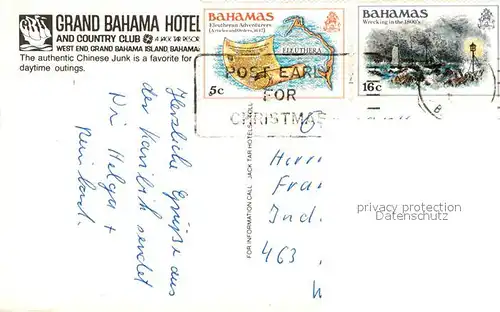 AK / Ansichtskarte West_End_Bahamas Grand Bahama Hotel and Country Club Chinese Junk 