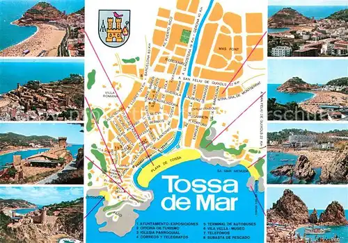 AK / Ansichtskarte Tossa_de_Mar Kuestenpanorama Landkarte Tossa_de_Mar