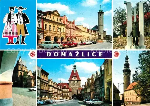AK / Ansichtskarte Domazlice Teilansichten Innenstadt Denkmal Domazlice