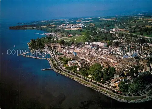 AK / Ansichtskarte Morges Les Quais Port Chateau vue aerienne Morges