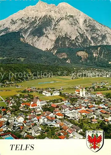 AK / Ansichtskarte Telfs_Tirol mit Hohe Munde Mieminger Kette Fliegeraufnahme Telfs Tirol