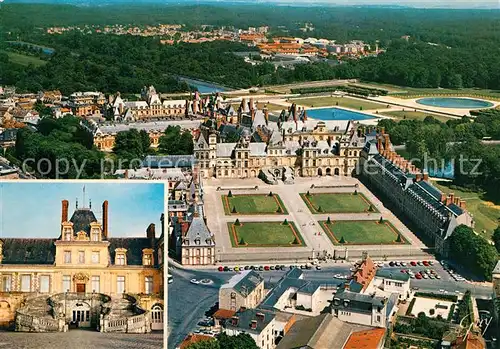 AK / Ansichtskarte Fontainebleau_Seine_et_Marne et ses merveilles Palais Cour des Adieux Escalier du Fer a Cheval vue aerienne Fontainebleau_Seine