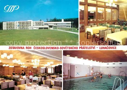 AK / Ansichtskarte Luhacovice Zotavovna ROH Ceskoslovensko Sovetskeho Pratelstvi Ferienheim Restaurant Hallenbad Luhacovice