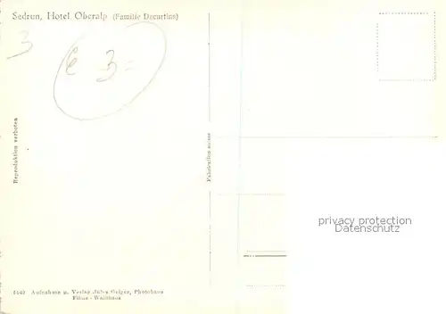 AK / Ansichtskarte Sedrun Hotel Oberalp  Sedrun