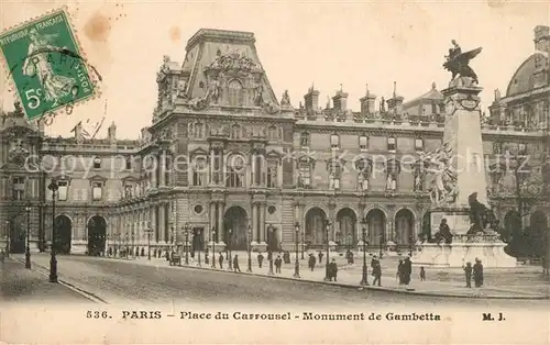 AK / Ansichtskarte Paris Place du Carrousel Monument de Gambetta Paris