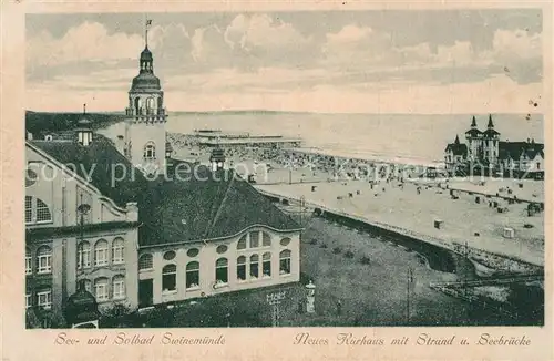 AK / Ansichtskarte Swinemuende Neues Kurhaus Strand Seebruecke Swinemuende