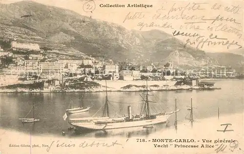 AK / Ansichtskarte Monte Carlo Yacht Princesse Alice Panorama Monte Carlo