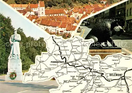 AK / Ansichtskarte Jura Panorama Strassenkarte Monument Statue Wildschwein Jura