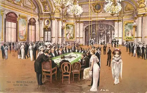 Monte Carlo Casino Salle de Jeu Kuenstlerkarte Monte Carlo