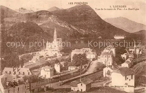 Lourdes_Hautes_Pyrenees Vue de la route de Pau Basilique Lourdes_Hautes_Pyrenees